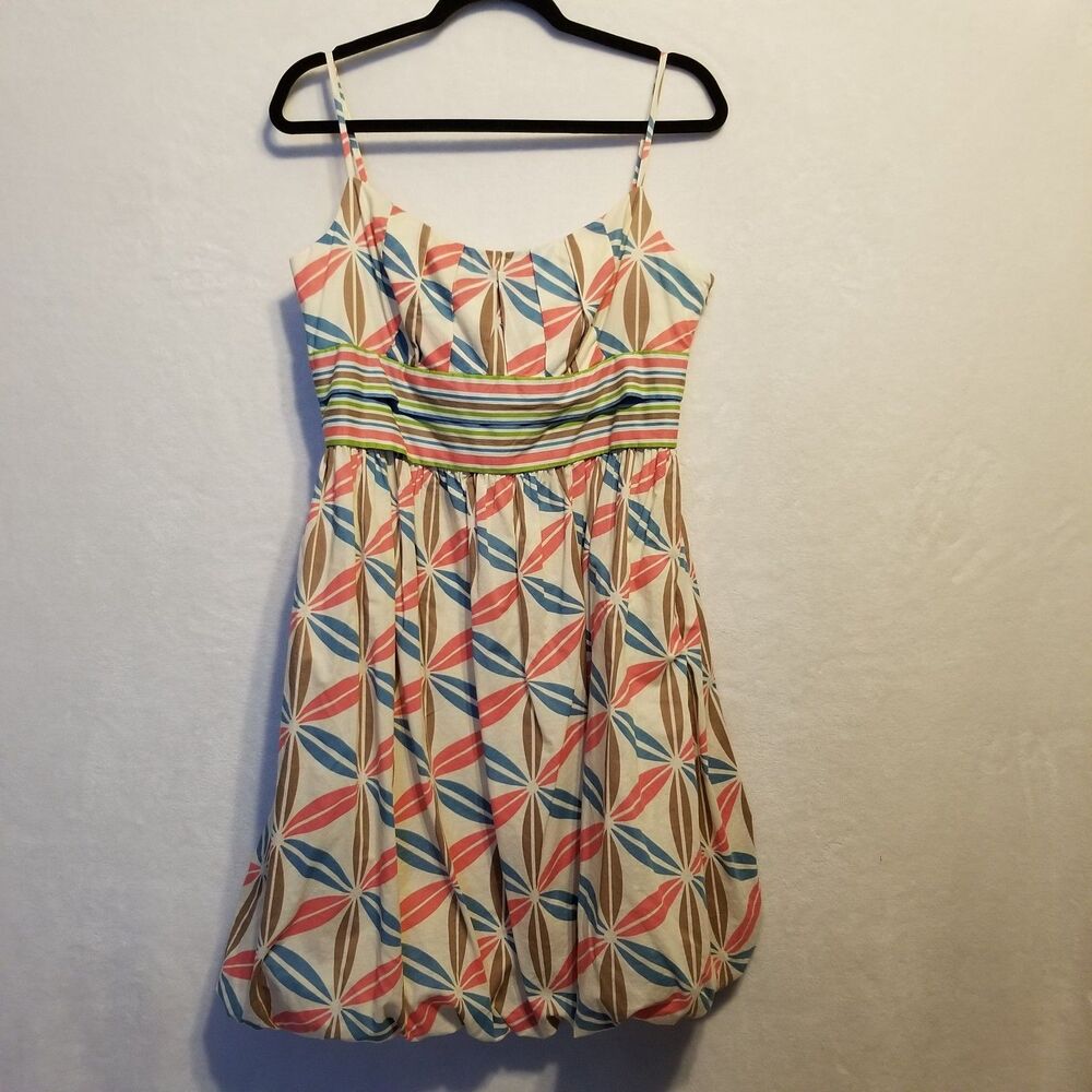London Times 14 Dress Mini Cotton Bubble Hem *Runs Small Preppy Fairy Natural